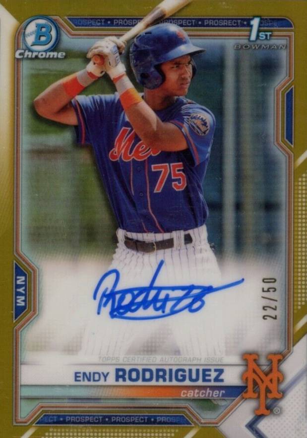 2021 Bowman Chrome Prospect Autographs Endy Rodriguez #CPAER Baseball Card