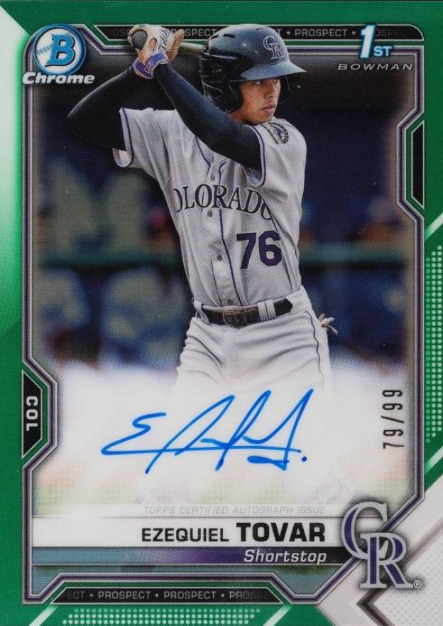 2021 Bowman Chrome Prospect Autographs Ezequiel Tovar #CPAETO Baseball Card