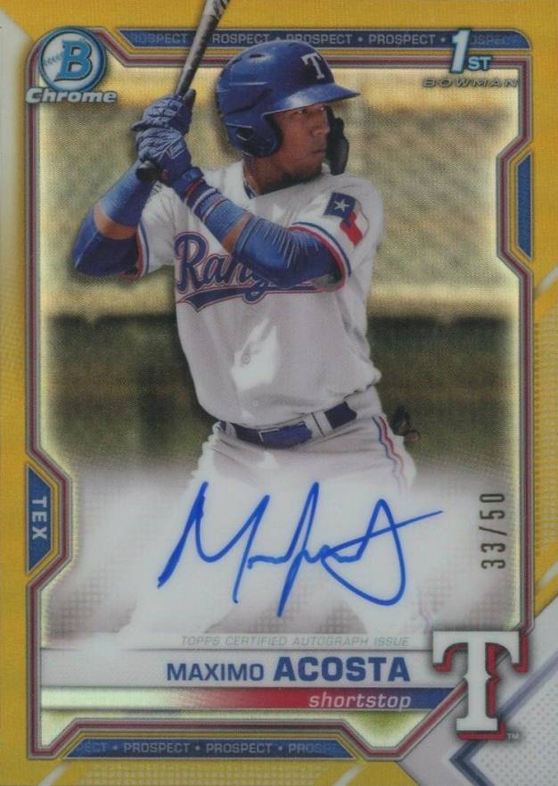 2021 Bowman Chrome Prospect Autographs Maximo Acosta #CPAMA Baseball Card