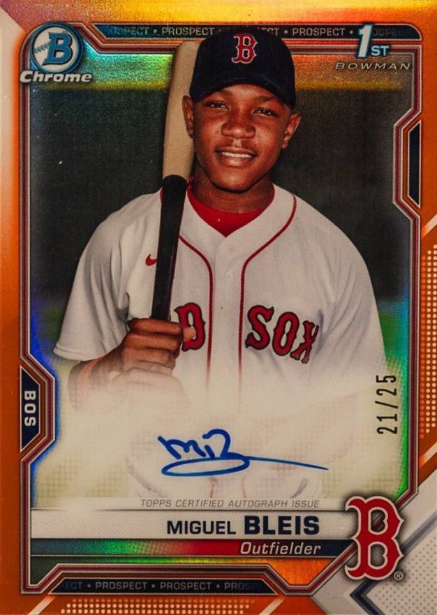 2021 Bowman Chrome Prospect Autographs Miguel Bleis #CPAMBL Baseball Card