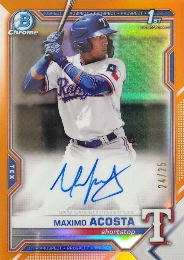 2021 Bowman Chrome Prospect Autographs Maximo Acosta #CPAMA Baseball Card