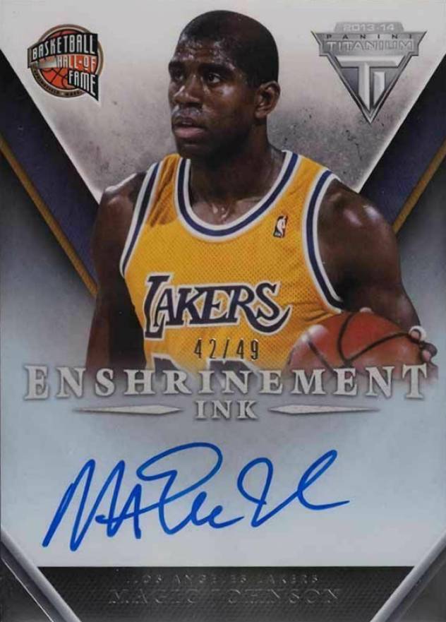 2013 Panini Titanium Enshrinement Ink Magic Johnson #28 Basketball Card