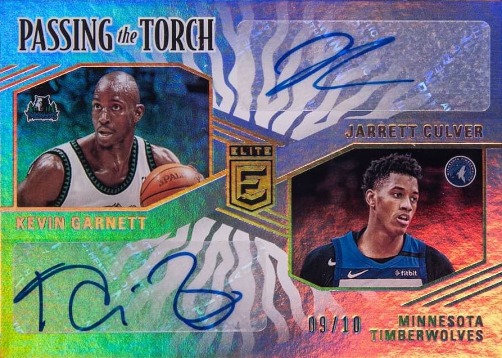 2019 Panini Donruss Elite Passing the Torch Signatures Jarrett Culver/Kevin Garnett #JK Basketball Card