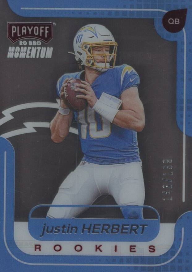 2020 Panini Chronicles Playoff Momentum Rookies Justin Herbert #M3 Football Card