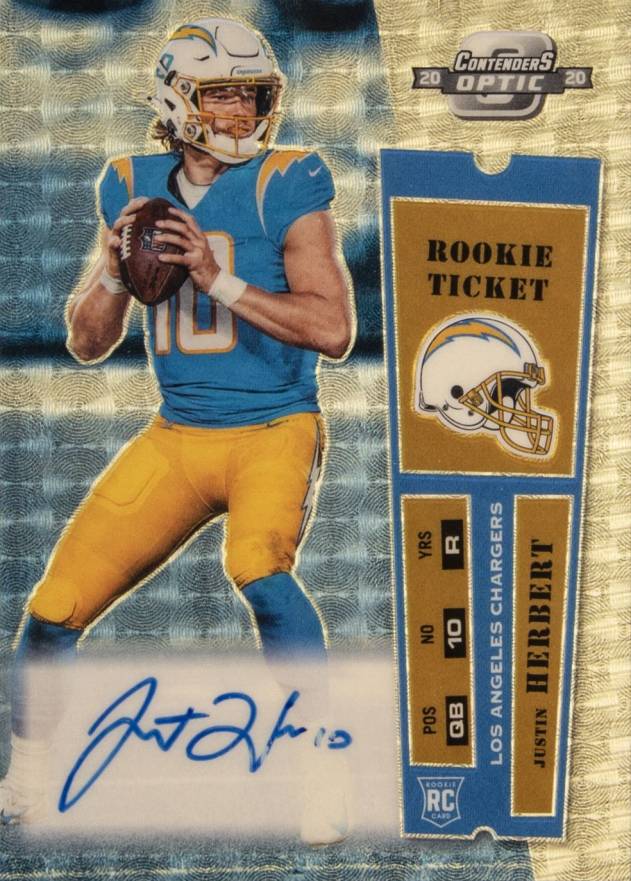 2020 Panini Contenders Optic 2000 Contenders Throwback Rookie Autographs Justin Herbert #JH Football Card