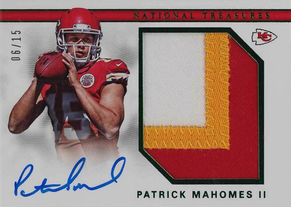 2017 Panini National Treasures Rookie Material Signatures RPS Patrick Mahomes II #PM Football Card