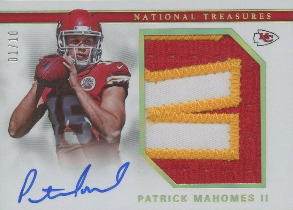 2017 Panini National Treasures Rookie Material Signatures RPS Patrick Mahomes II #PM Football Card