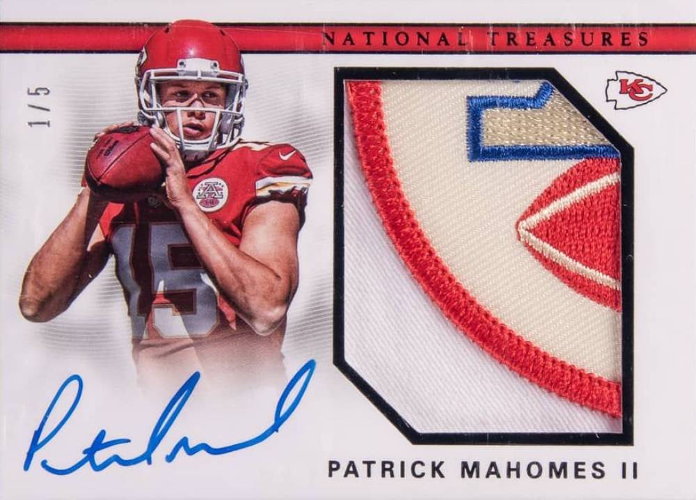 2017 Panini National Treasures Rookie Material Signatures RPS Patrick Mahomes II #PM Football Card