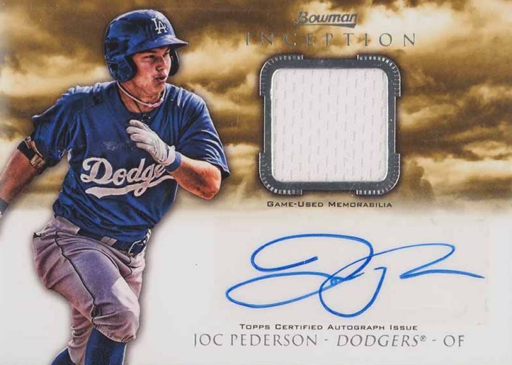 2013 Bowman Inception Relic Autograph Joc Pederson #JPE Baseball Card