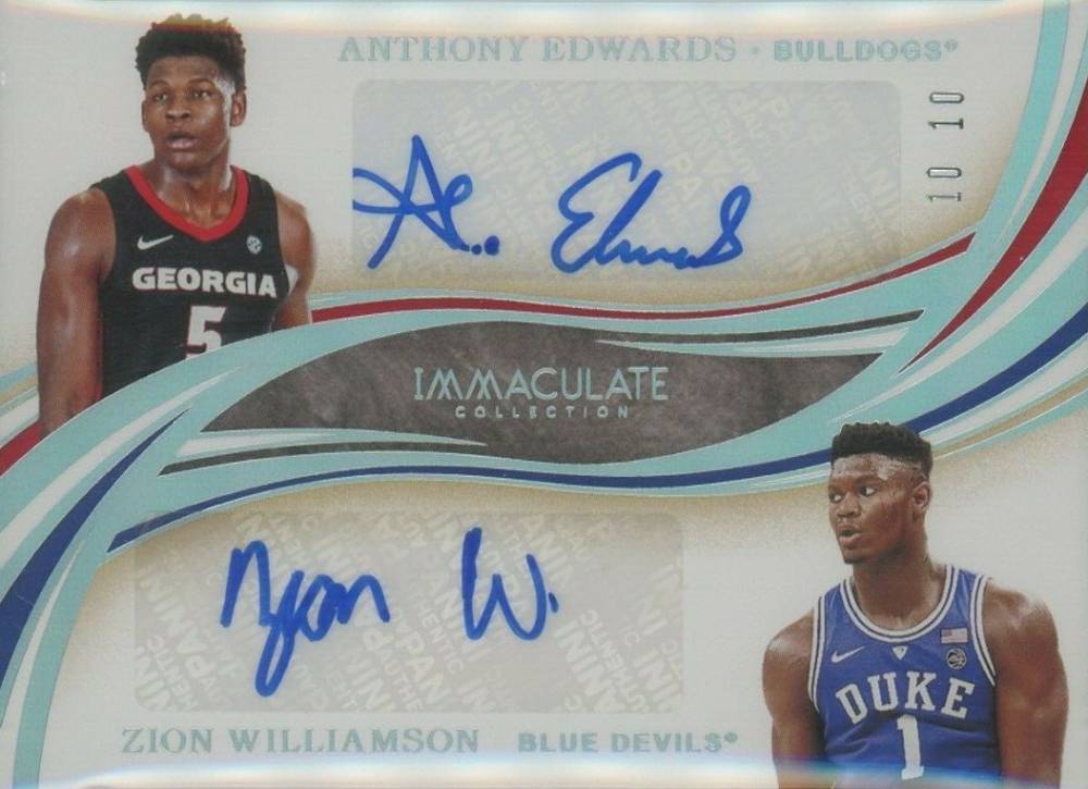 2020 Panini Immaculate Collection Collegiate Immaculate Ink Dual Autographs Anthony Edwards/Zion Williamson #IDAAZ Basketball Card