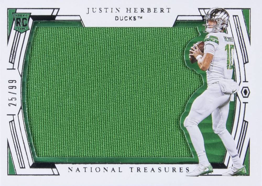 2020 Panini National Treasures Collegiate Rookie Silhouettes Justin Herbert #9 Football Card