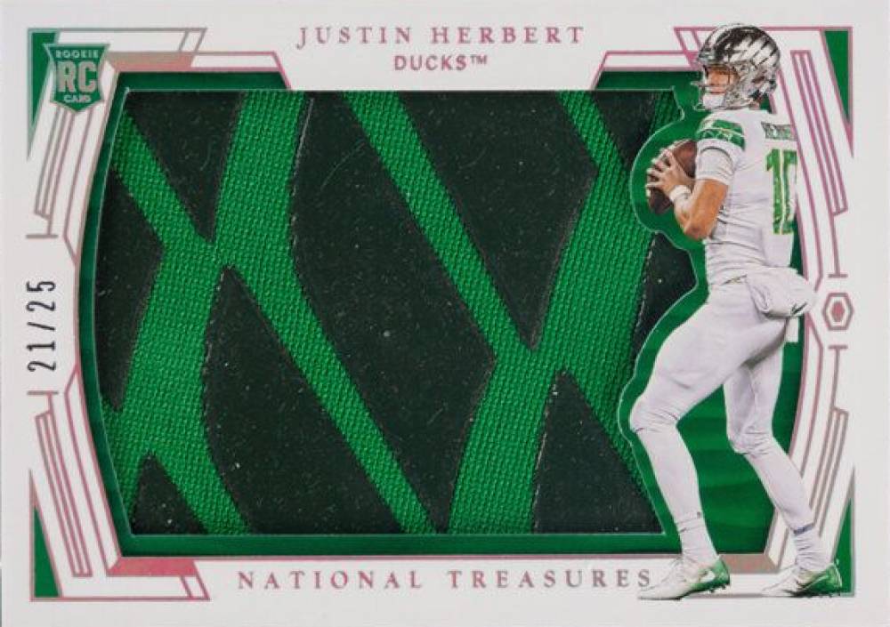 2020 Panini National Treasures Collegiate Rookie Silhouettes Justin Herbert #9 Football Card