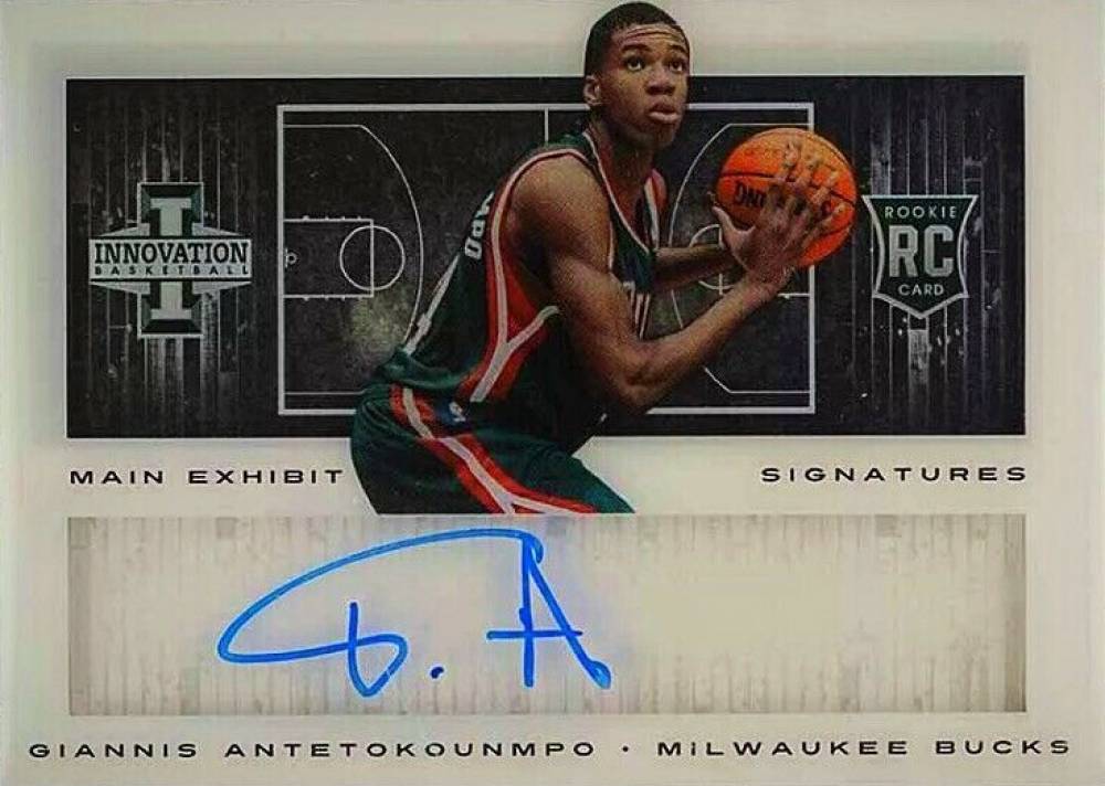 2013 Panini Innovation Main Exhibit Signature Rookies Giannis Antetokounmpo #18 Basketball Card