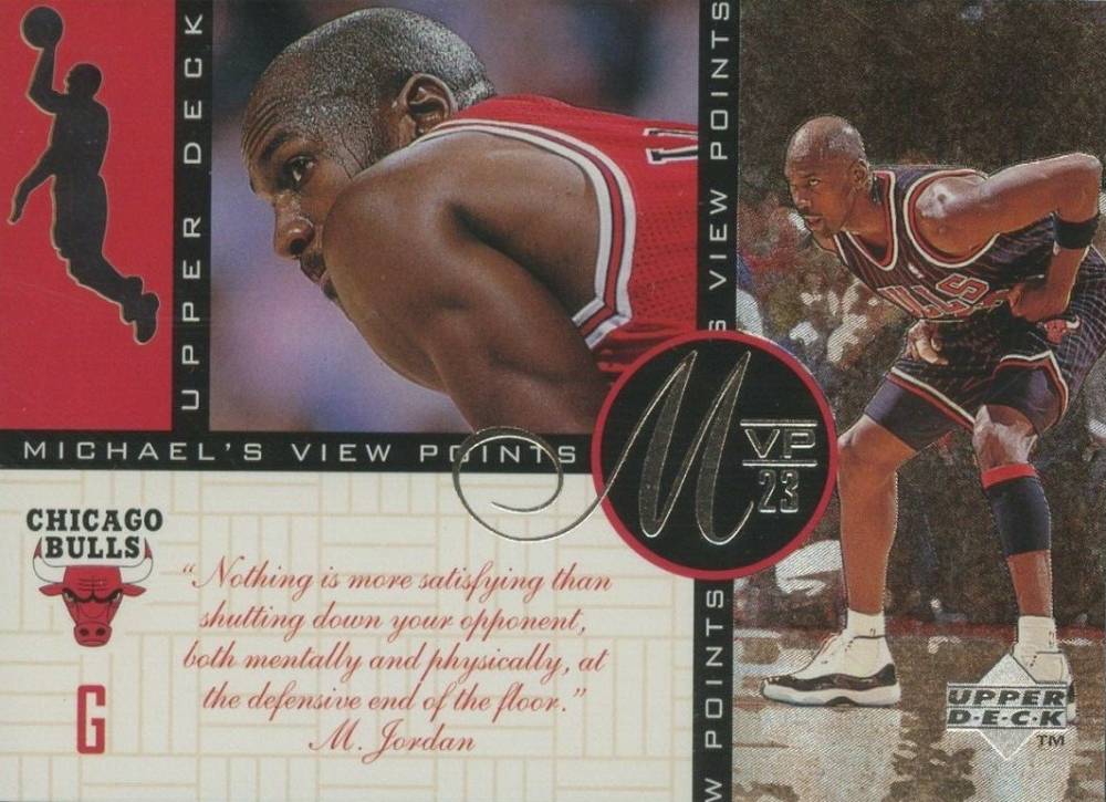 1996 Upper Deck Jordan's Viewpoints MJ on Play Defense #VP8 Basketball Card