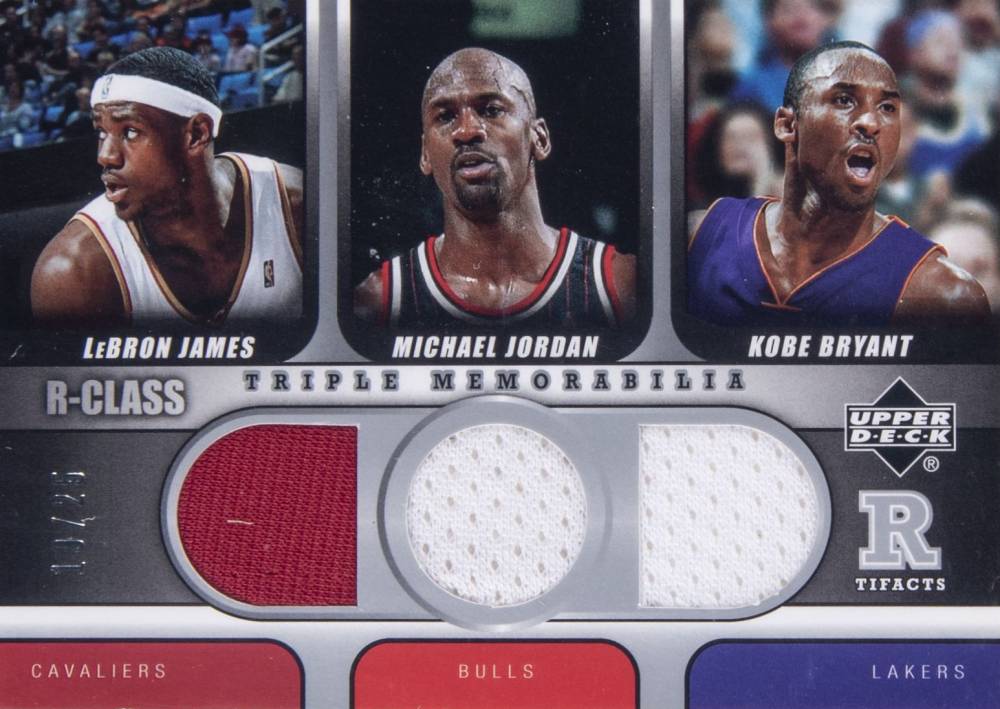 2004 Upper Deck R-Class R-Tifacts Triple LeBron James/Michael Jordan/Kobe Bryant #R3-JJB Basketball Card