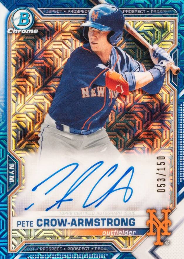 2021 Bowman Mega Box Chrome Autographs Pete Crow-Armstrong #BMAPC Baseball Card