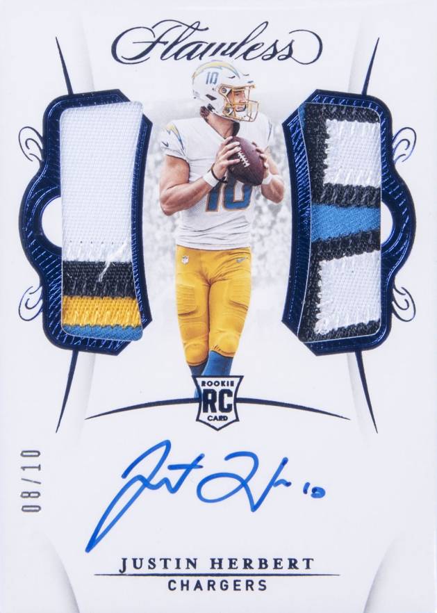 2020 Panini Flawless Rookie Dual Patch Autographs Justin Herbert #RDPAJH Football Card