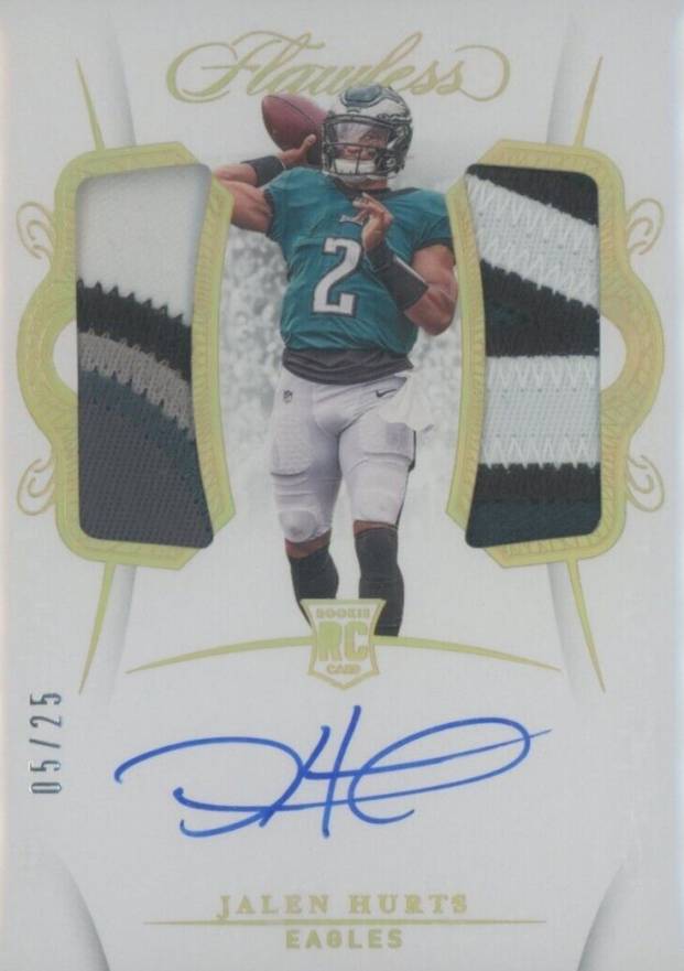 2020 Panini Flawless Rookie Dual Patch Autographs Jalen Hurts #RDPAHU Football Card