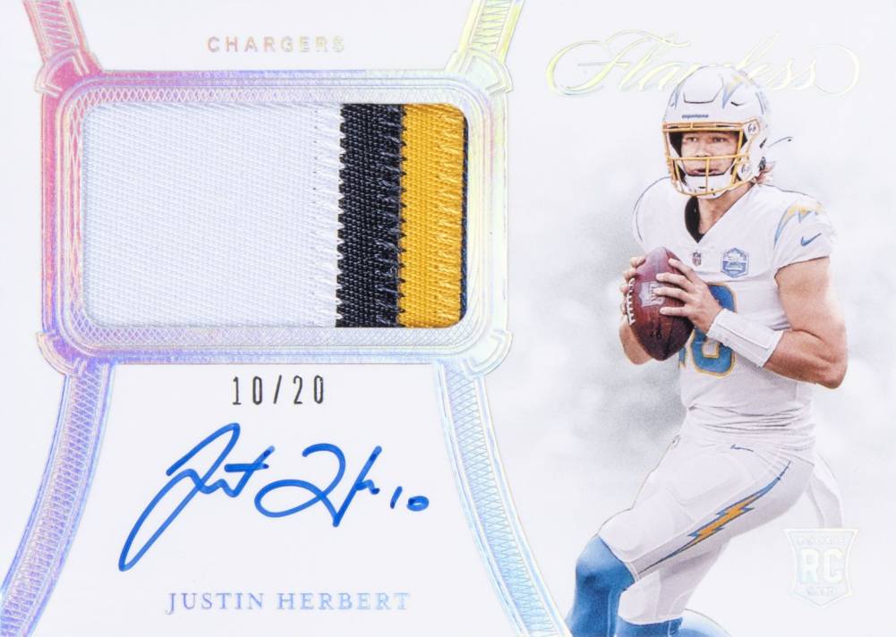 2020 Panini Flawless Rookie Patch Autograph Justin Herbert #RPAJHE Football Card