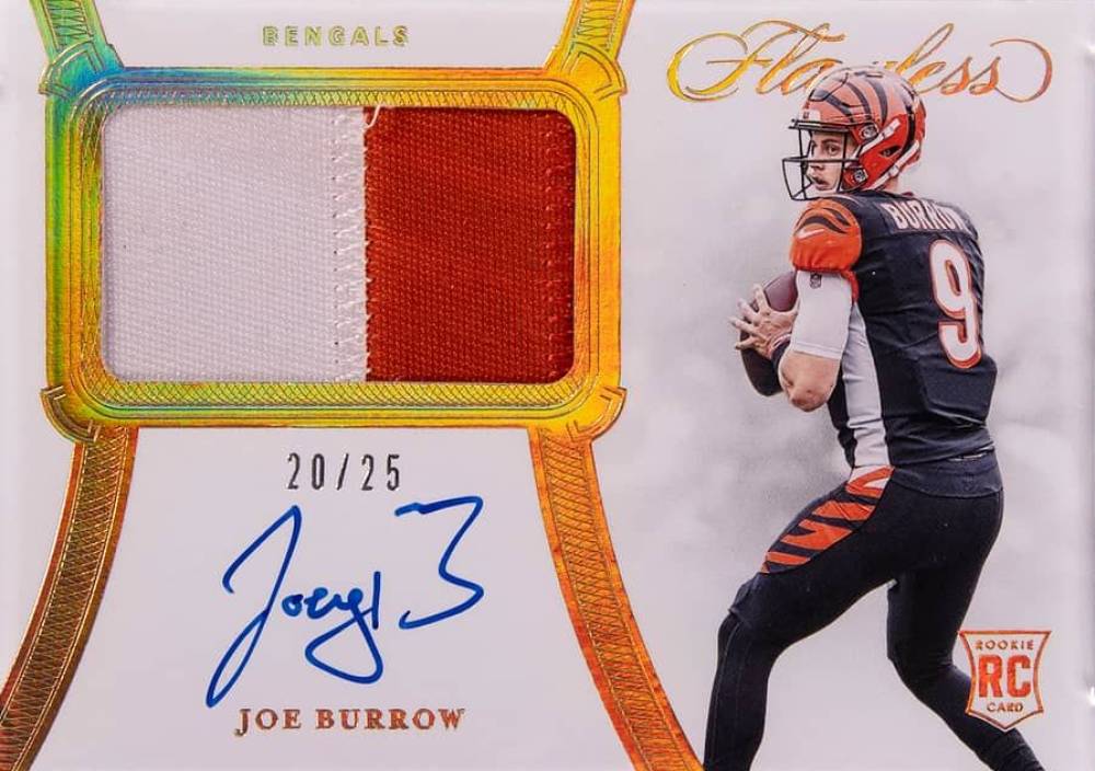 2020 Panini Flawless Rookie Patch Autograph Joe Burrow #RPAJBU Football Card