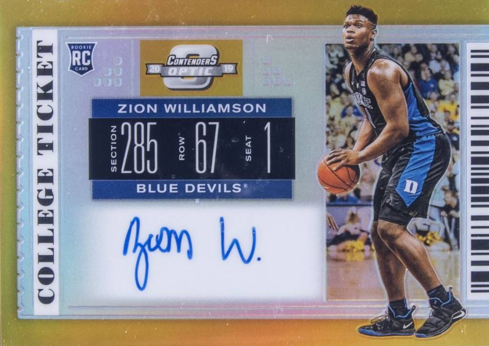 2019 Panini Contenders Draft Picks College Ticket Autographs Zion Williamson #51 Basketball Card