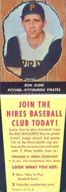 1958 Hires Root Beer Ron Kline #31 Baseball Card