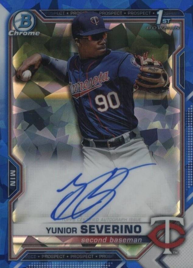 2021 Bowman Chrome Sapphire Edition Autographs Yunior Severino #BSPAYSE Baseball Card