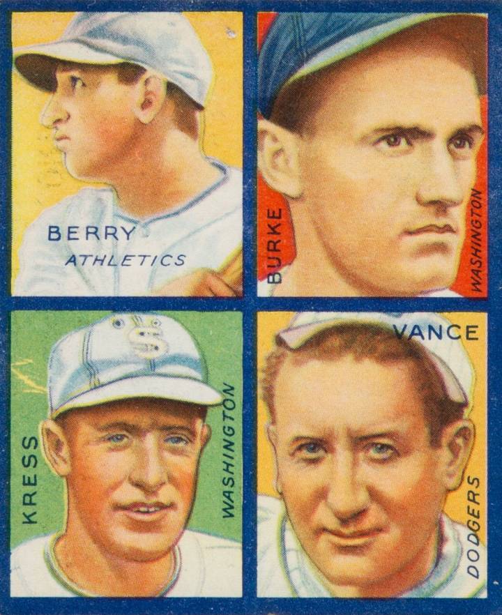 1935 Goudey 4-in-1 Berry/Burke/Kress/Vance # Baseball Card