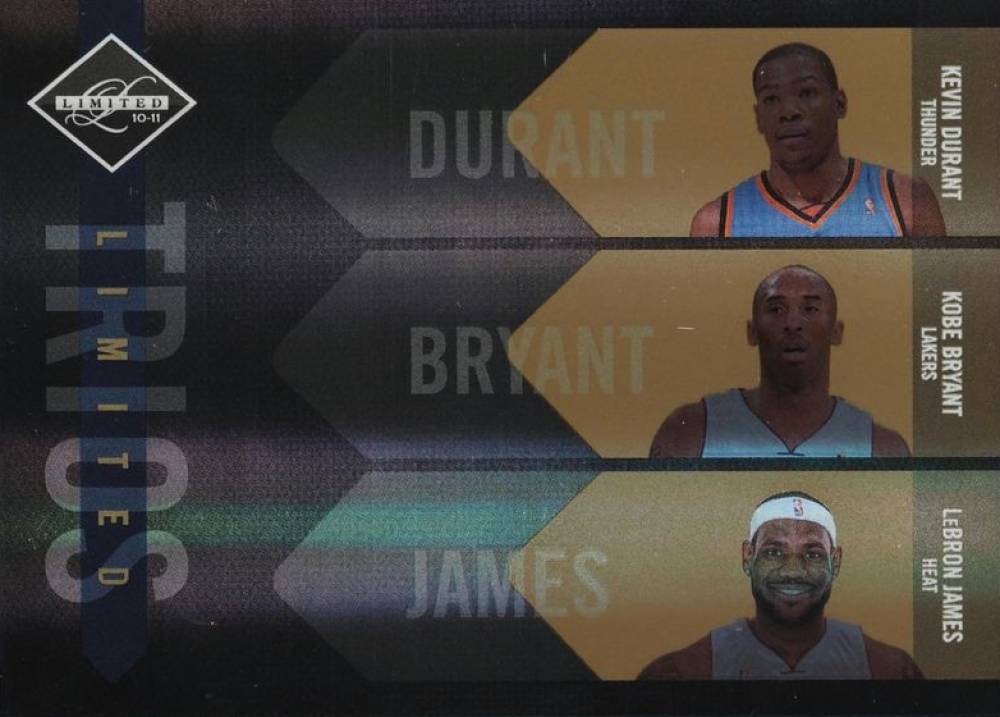 2010 Panini Limited 10-11 Trios Kevin Durant/Kobe Bryant/LeBron James #5 Basketball Card