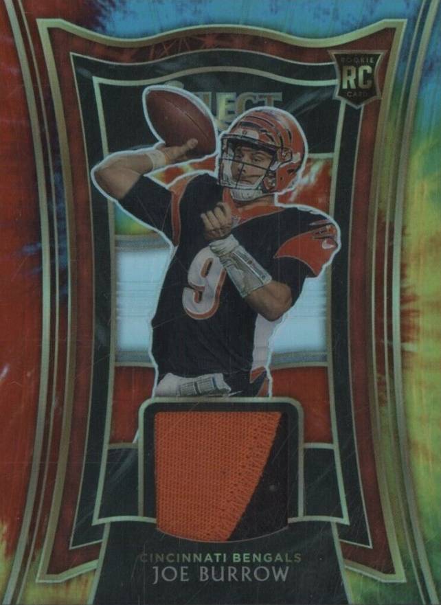 2020 Panini Select Rookie Swatches Prizm Joe Burrow #RSJBO Football Card