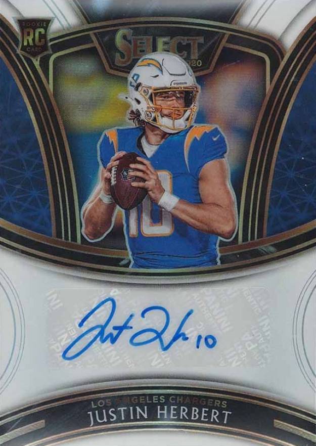 2020 Panini Select Select Signatures Prizm Justin Herbert #SSJHE Football Card