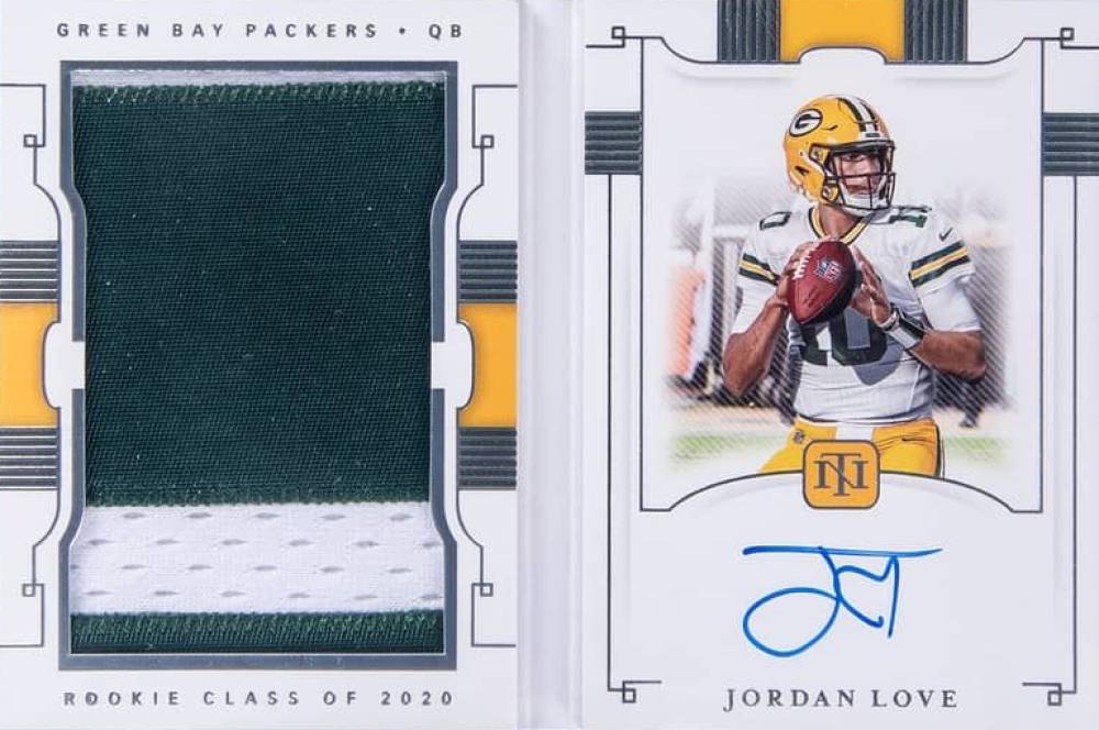 2020 Panini National Treasures Rookie Jumbo Materials Prime Signature Booklets Jordan Love #RJB-JL Football Card