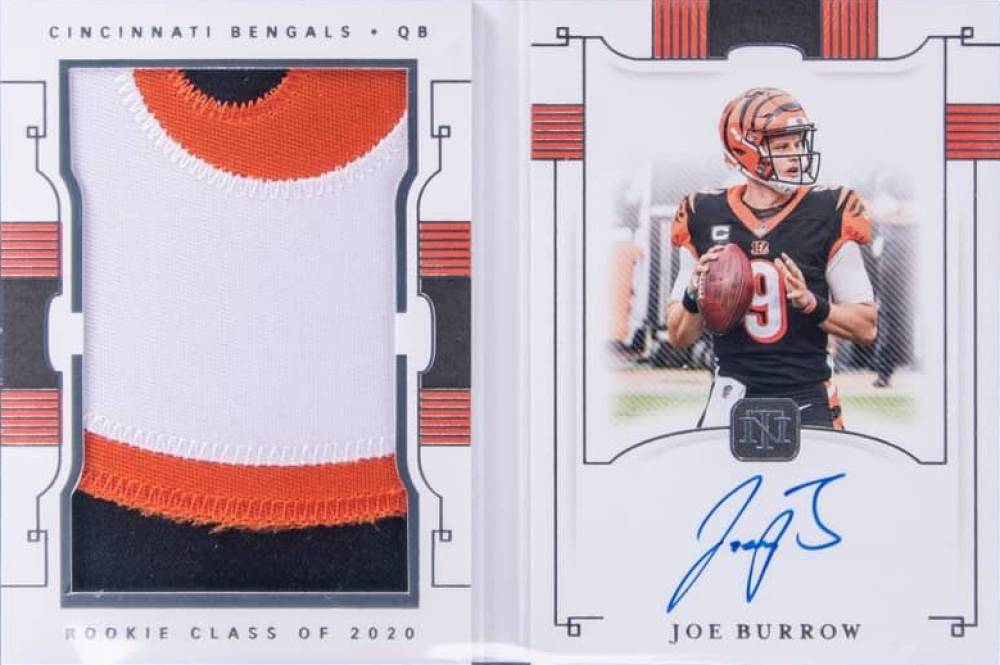 2020 Panini National Treasures Rookie Jumbo Materials Prime Signature Booklets Joe Burrow #RJB-JB Football Card