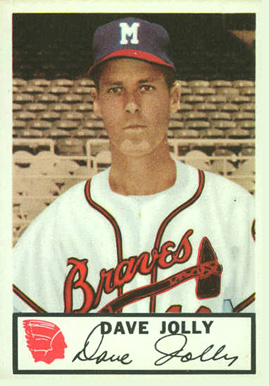 1953 Johnston Cookies Braves Dave Jolly #8 Baseball Card