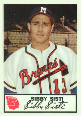 1953 Johnston Cookies Braves Sibby Sisti #13 Baseball Card