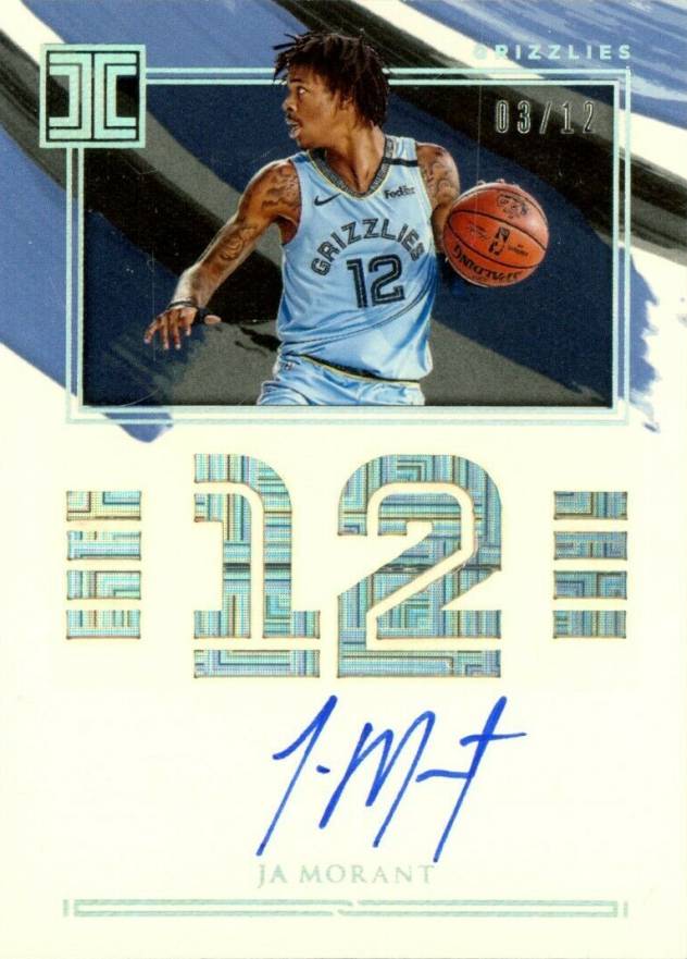 2020 Panini Impeccable Impeccable Jersey Number Autographs Ja Morant #IJJAM Basketball Card