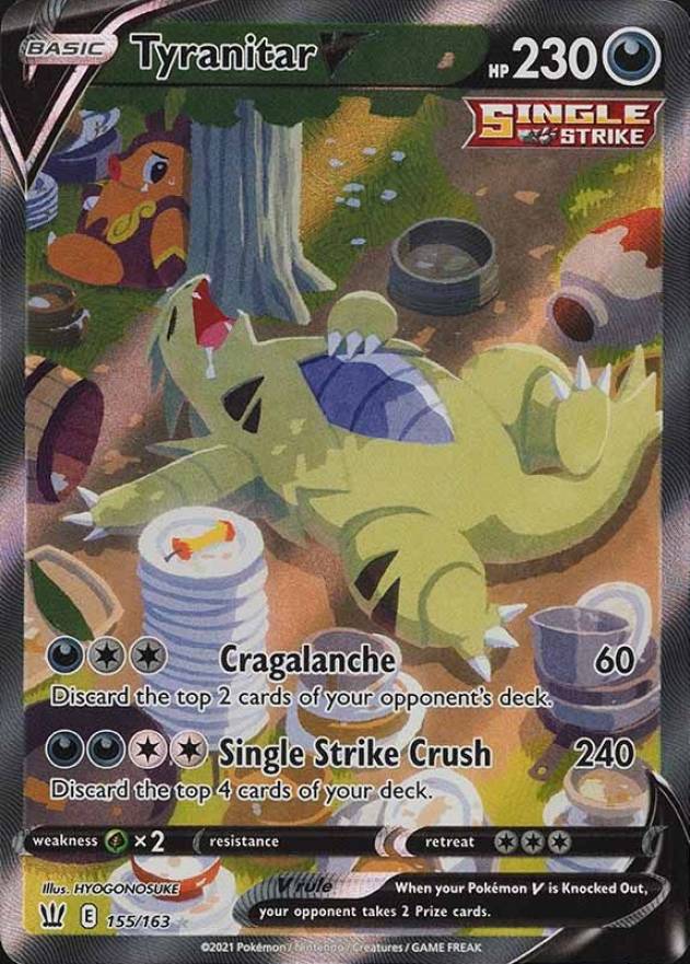 2021 Pokemon Sword & Shield Battle Styles Full Art/Tyranitar V #155 TCG Card