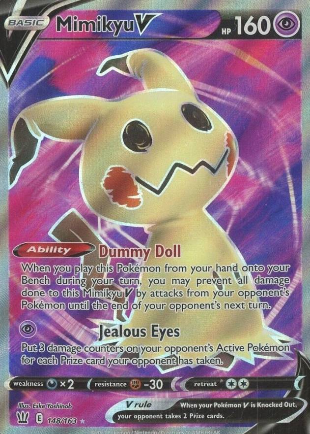 2021 Pokemon Sword & Shield Battle Styles Full Art/Mimikyu V #148 TCG Card