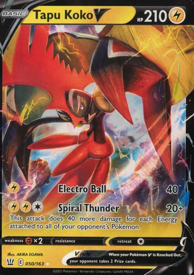 2021 Pokemon Sword & Shield Battle Styles Tapu Koko V #050 TCG Card