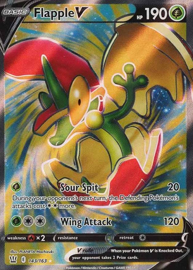 2021 Pokemon Sword & Shield Battle Styles Full Art/Flapple V #143 TCG Card