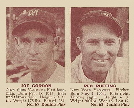 1941 Double Play Gordon/Ruffing #67/68 Baseball Card