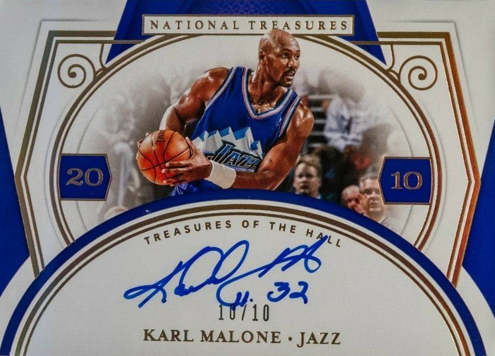 2020 Panini National Treasures Treasures of the Hall Autographs Karl Malone #KML Basketball Card