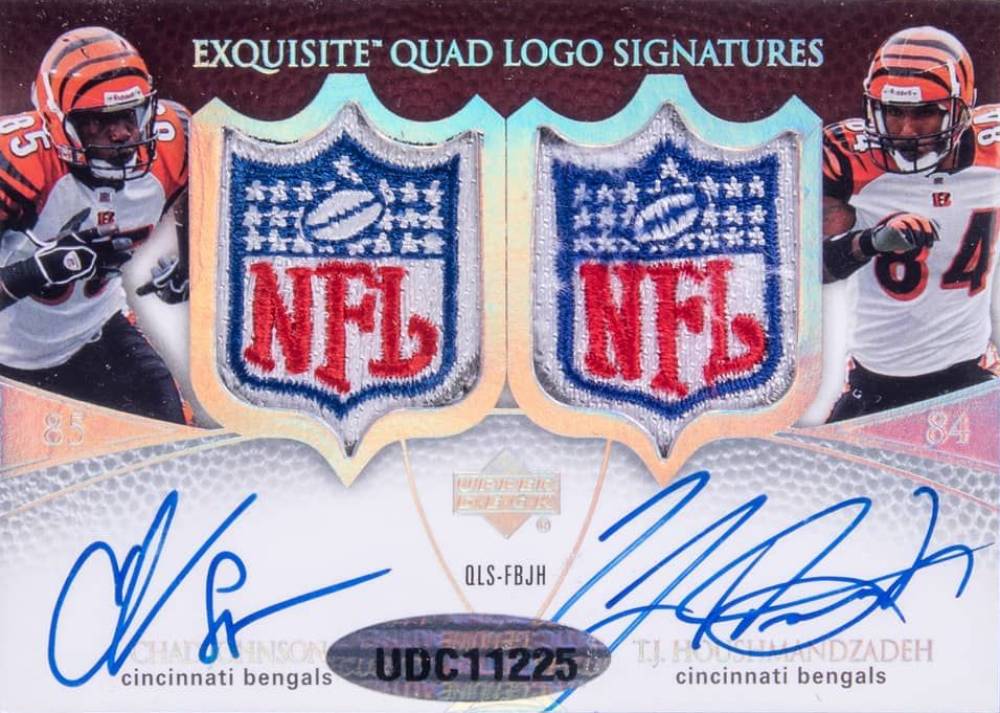 2007 Upper Deck Exquisite Collection Quad Logo Signatures 1/1 Larry Fitzgerald/Anquan Boldin/Chad Johnson/T.J. Houshmandzadeh #FBJH Football Card