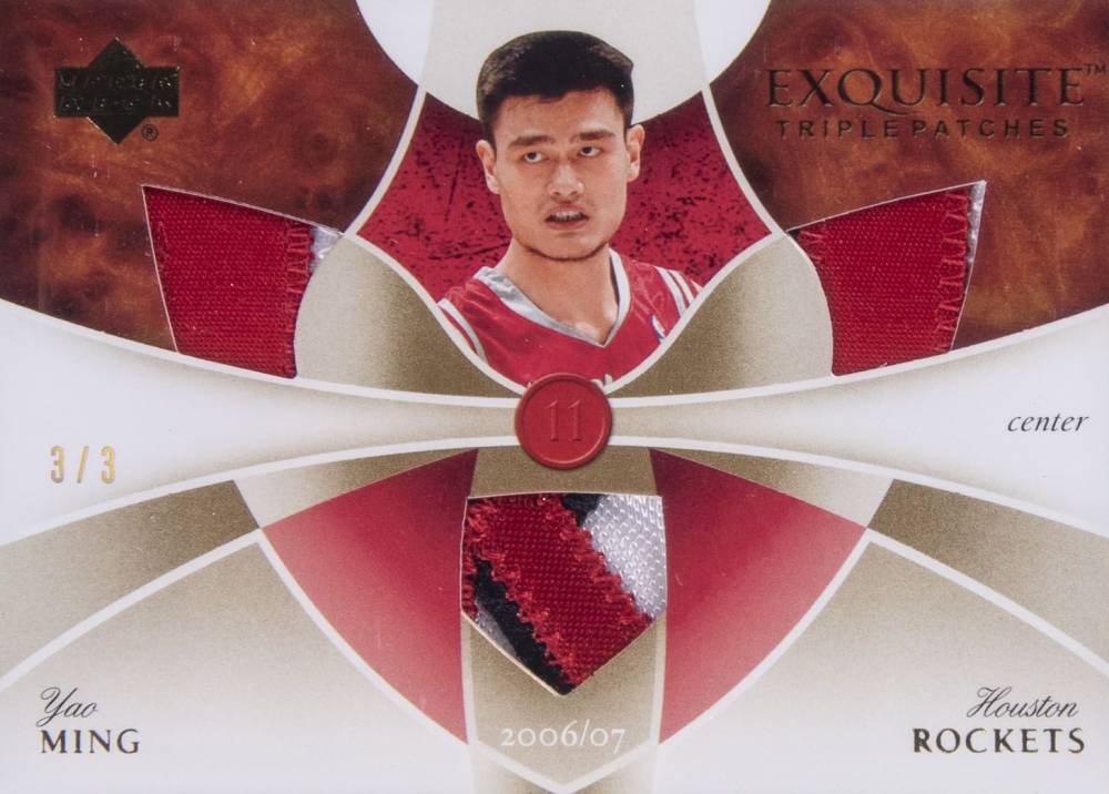 2007 Upper Deck Exquisite Collection Triple Patches Yao Ming #YM Basketball Card