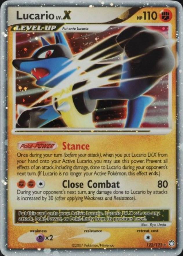 2007 Pokemon Diamond & Pearl Mysterious Treasures Lucario LV.X-Holo #122 TCG Card