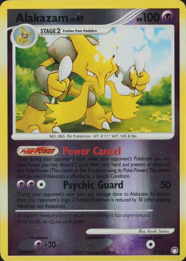 2007 Pokemon Diamond & Pearl Mysterious Treasures Alakazam-Reverse Foil #2 TCG Card