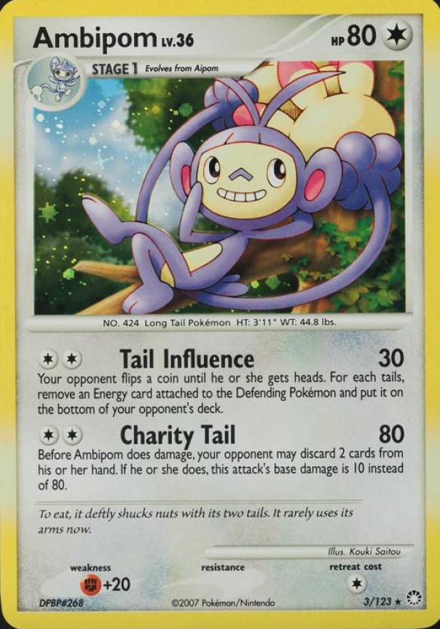 2007 Pokemon Diamond & Pearl Mysterious Treasures Ambipom-Holo #3 TCG Card