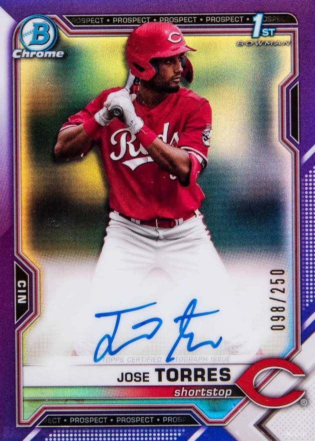 2021 Bowman Draft Chrome Draft Pick Autographs Jose Torres #CDAJTO Baseball Card