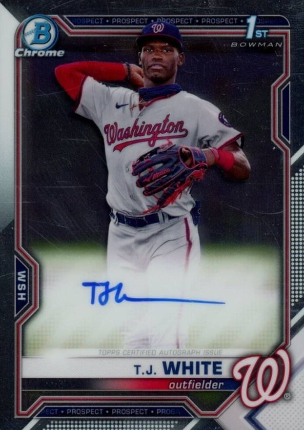 2021 Bowman Draft Chrome Draft Pick Autographs T.J. White #CDATWH Baseball Card