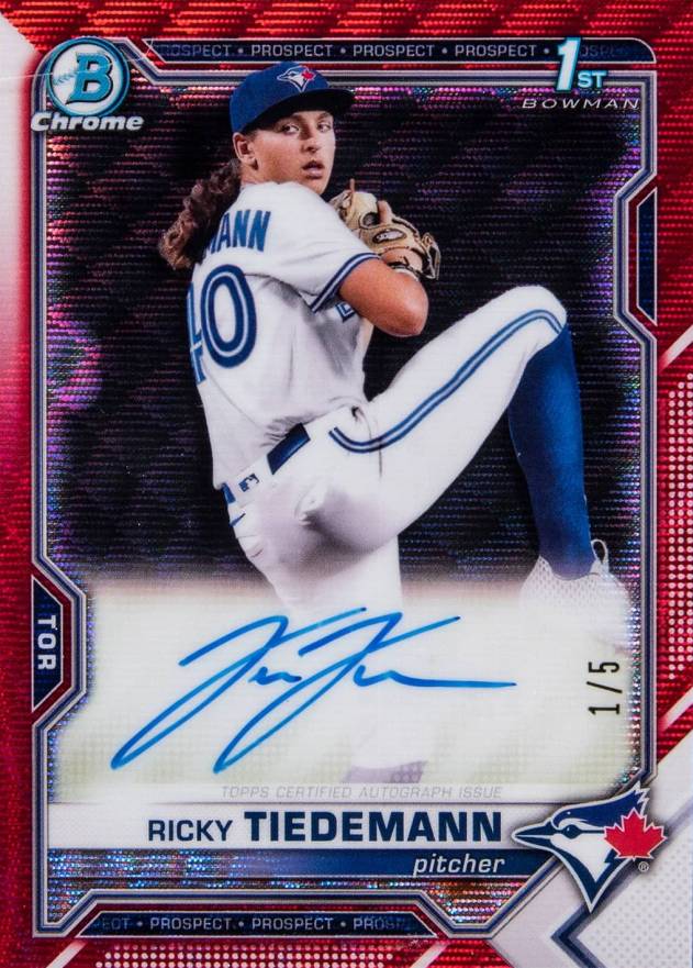 2021 Bowman Draft Chrome Draft Pick Autographs Ricky Tiedemann #CDARTI Baseball Card